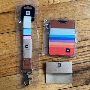 THREAD Colorblock Card Holder/Wallet & Lanyard Set in Rainbow Stripes